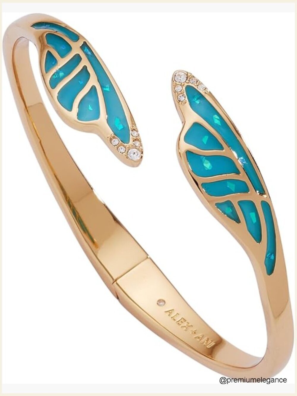 Wing Bypass Cuff Bracelet Gold Brass Open Design